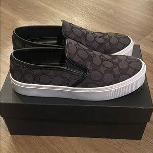 Coach Black and Gray Slip-On Sneakers